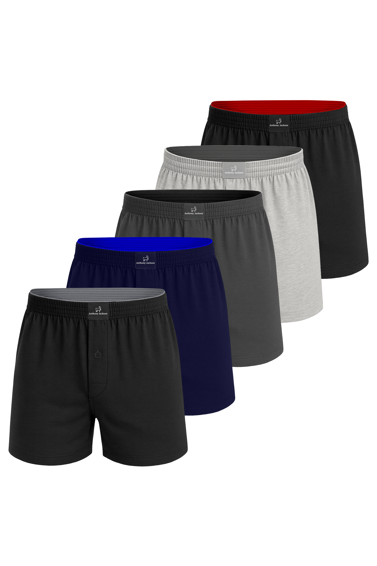 ANTHONY JACKSON %100 Pamuk 5'li Kutu Premium Havlu Bel Erkek Boxer Valerio