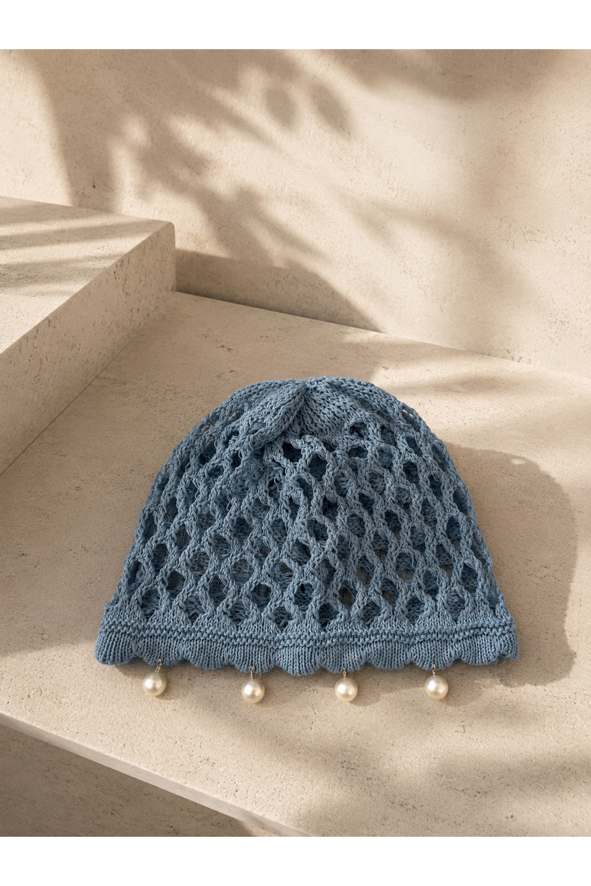 CSR AKSESUAR İncili File Örgü Bere El Örgüsü Yazlık Crochet Şapka / Bohem / Plaj Bere / Kadın Aksesuar görsel 2