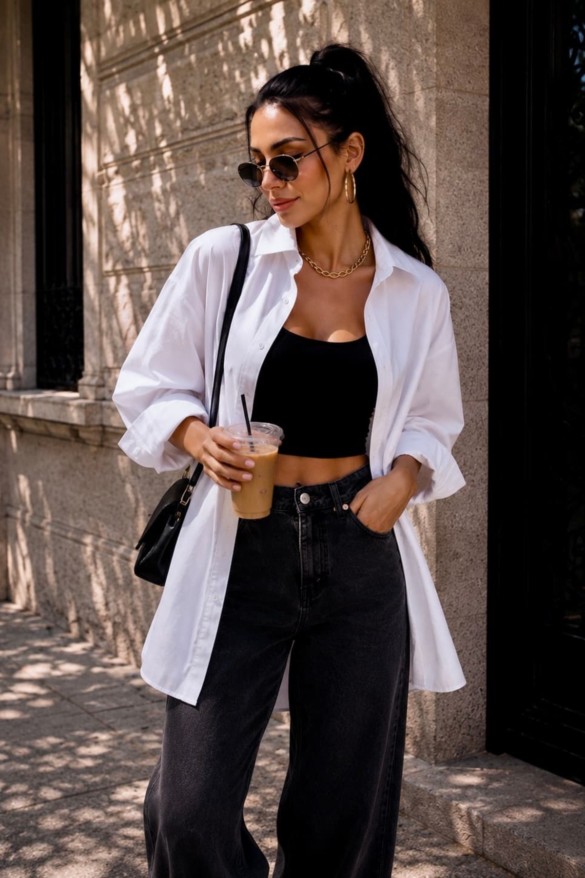 bb butik basic Kadın Oversize Poplin Gömlek Uzun Kollu Basic Gömlek TR0735 görsel 5