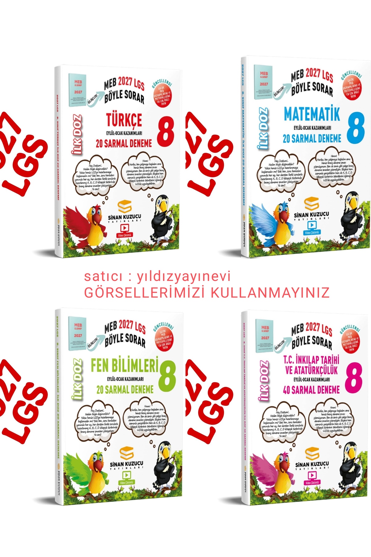 SİNAN KUZUCU YAYINLARI 2027 8.sınıf LGS türkçe-matematik-fen
