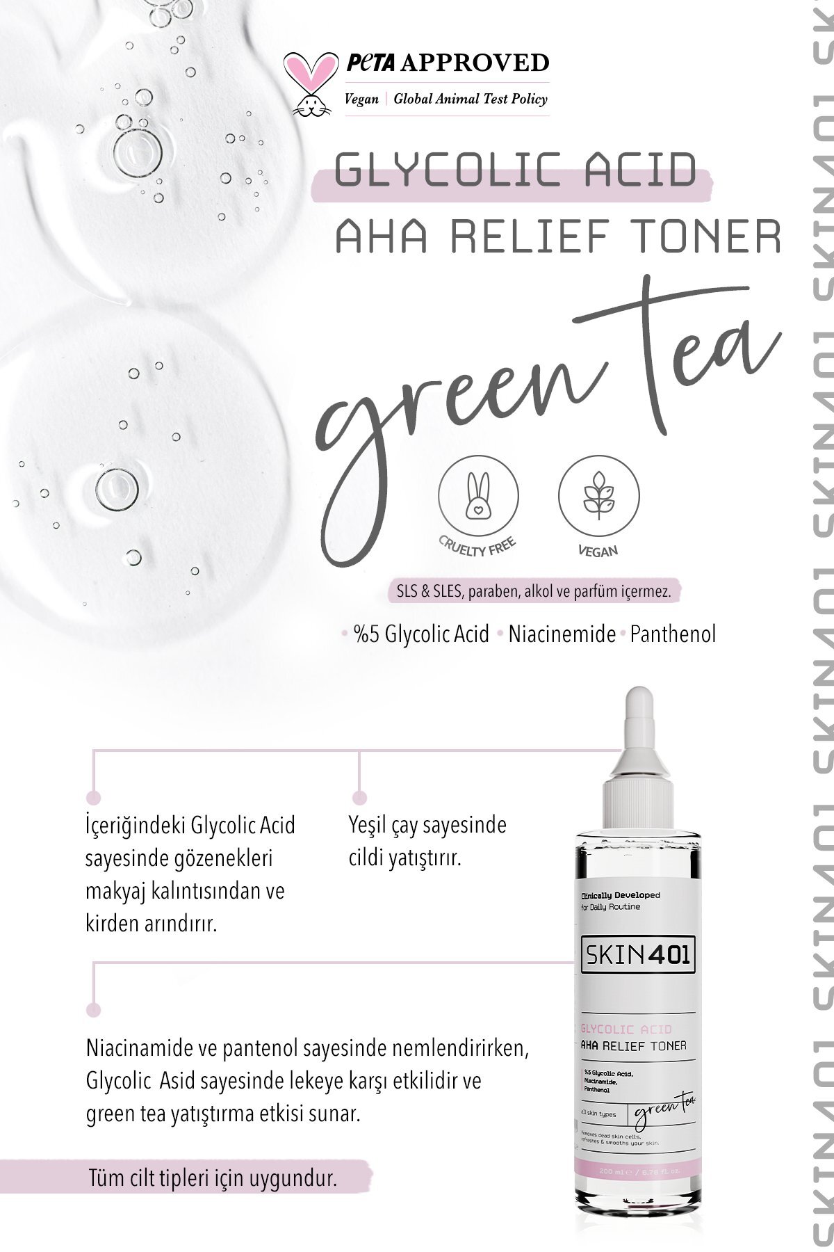 %5 Glikolik Asit AHA Aydınlatıcı Etkili Ve Leke Karşıtı Tonik 2'li Set — Skin401-207 — تصویر 4 از 5