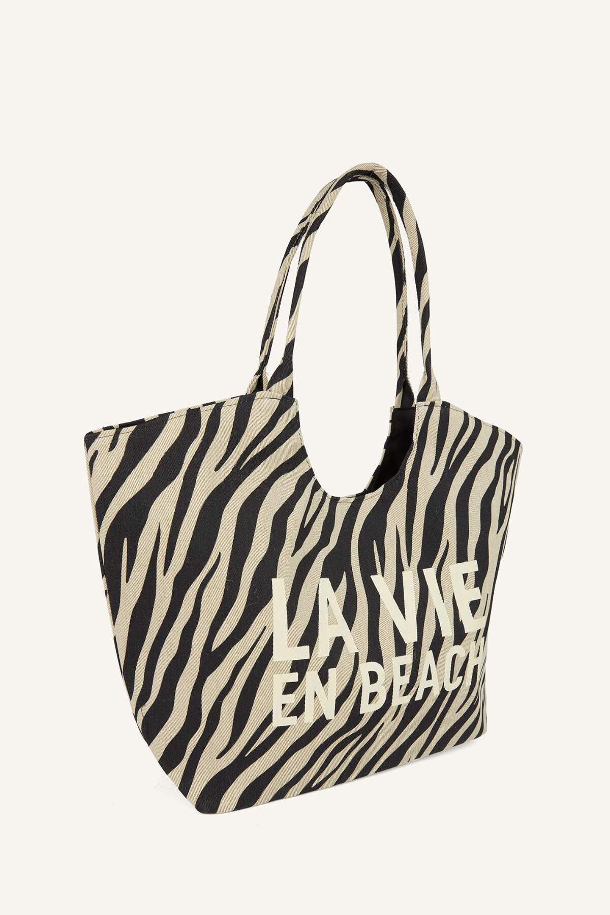 DeFacto Kadın Nakışlı Kanvas Zebra Desenli Plaj Çantası G8716AXNS görsel 2