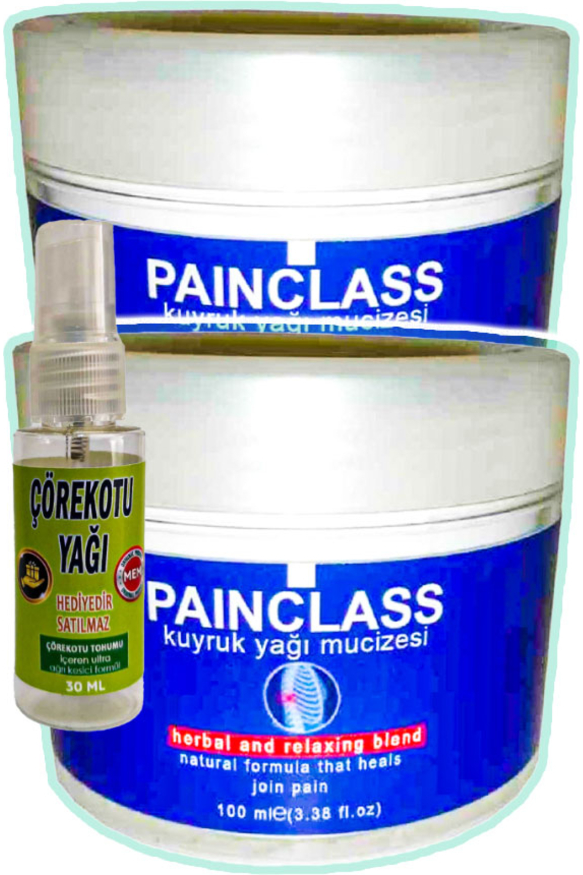 Bezos Painclass Kuyruk Yağı Kremi 2 Adet 100 ml + Çörek Otu Yağı Teskin Yağı 30 ml — GU-EYF-21352-AGC01