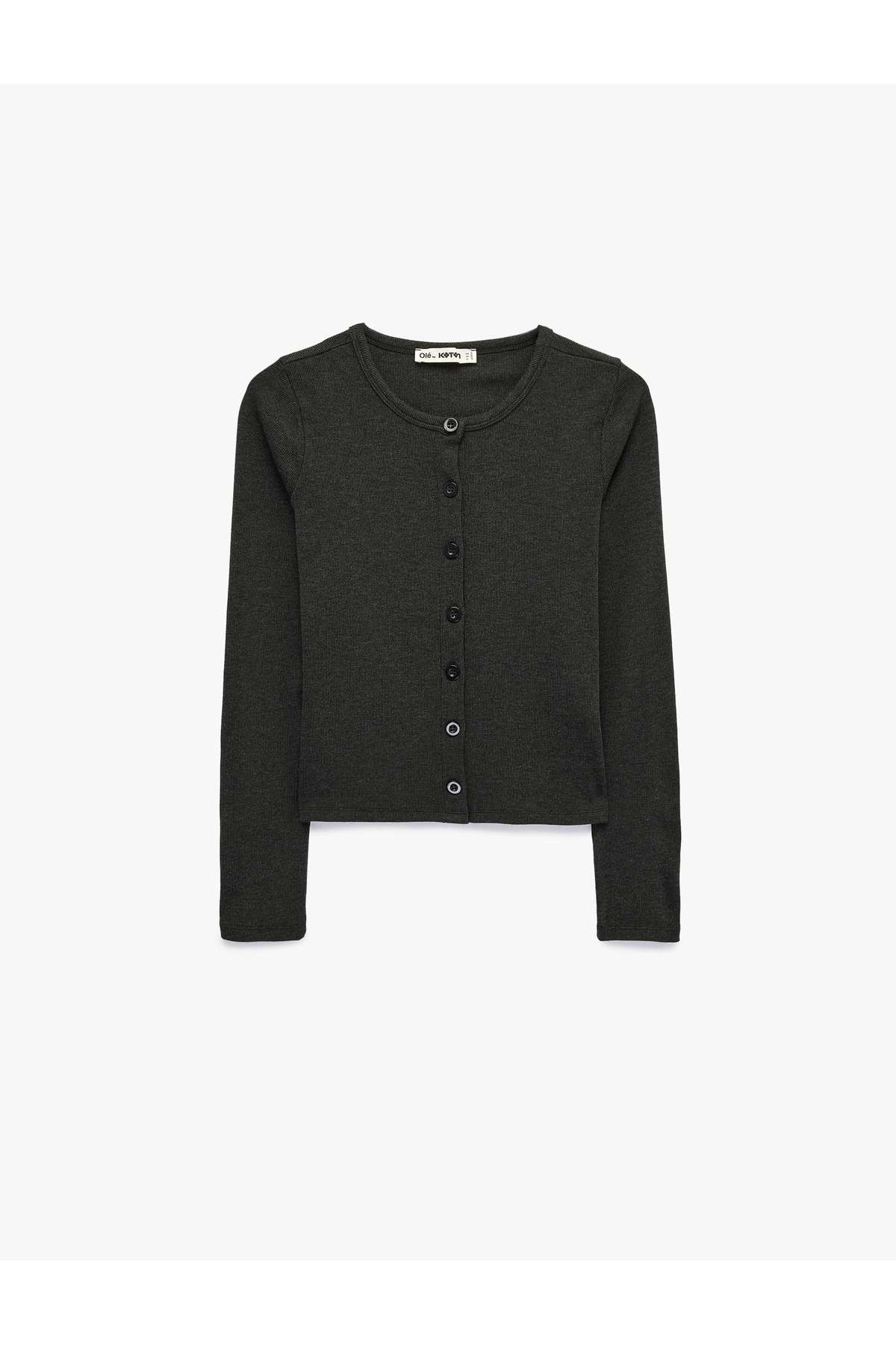 Koton Slim Fit Uzun Kollu Bisiklet Yaka Düğmeli Triko Hırka görsel 5