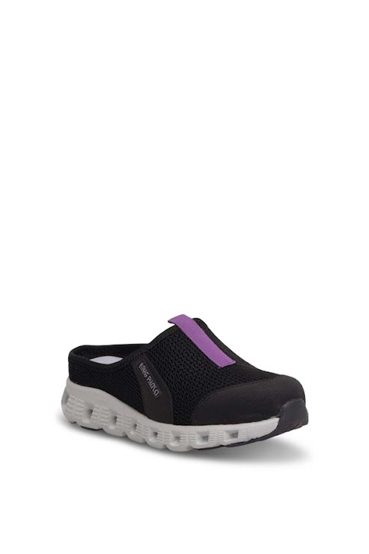 KİNG PAOLO H5204 Missy Kadın Memory Foam Sabo Terlik Siyah - Mor görsel 4