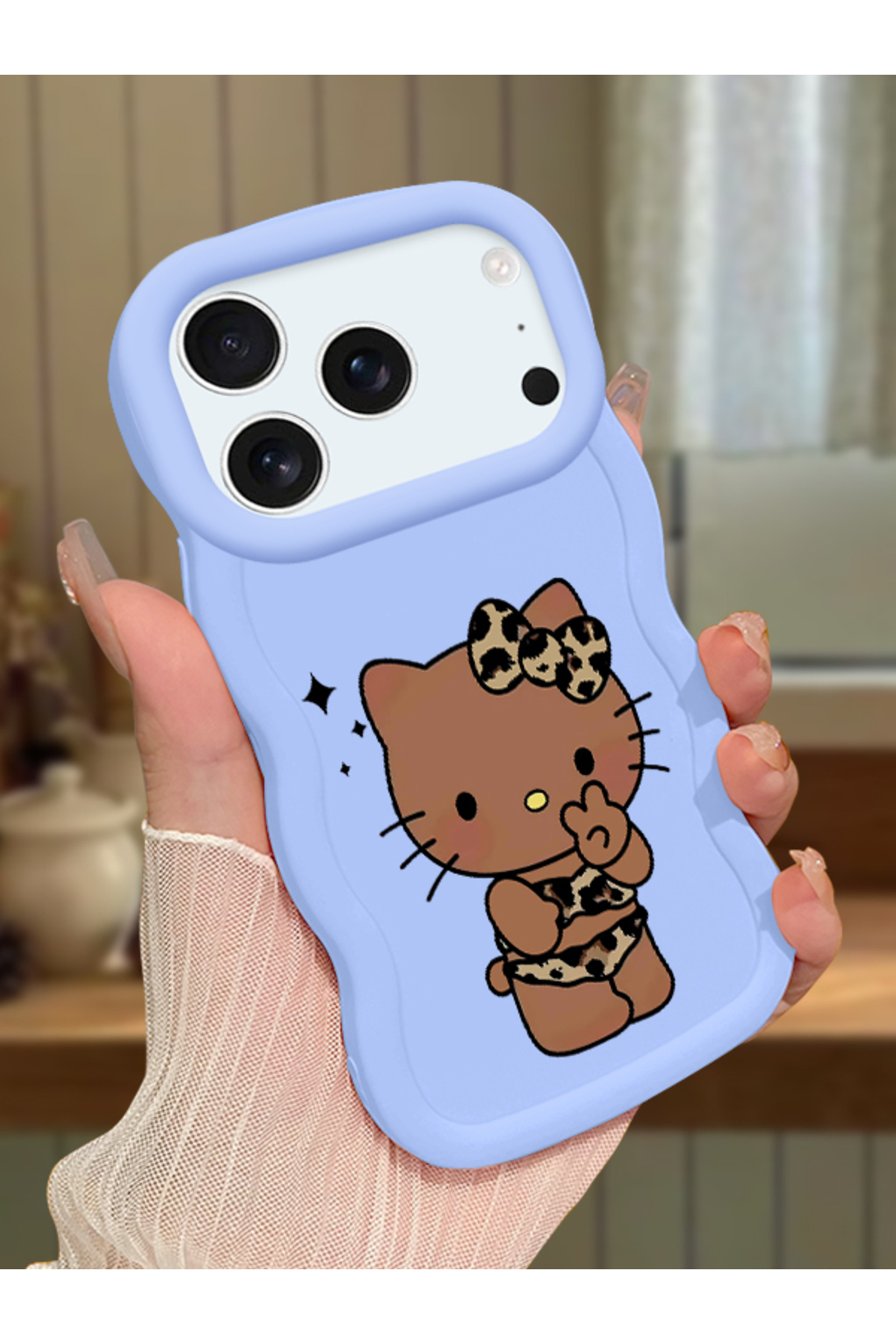 iPhone 17 Pro Max Compatible Case Camera Protector Blue Silicone Couple Phone Case Kitty Pattern