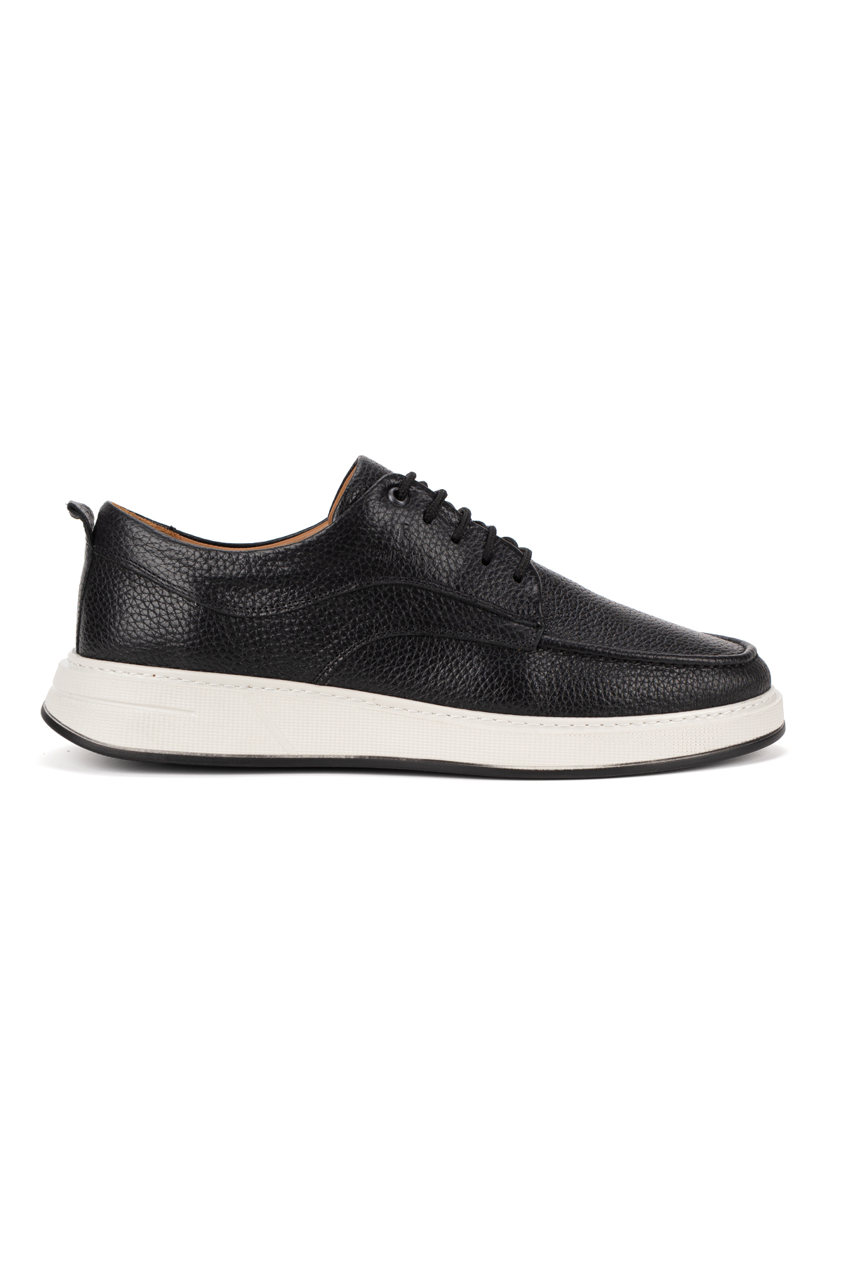 Fame Step Erkek Hakiki Deri Günlük Ayakkabı Siyah Modern Casual Kalın Taban Bağcıklı Bologna görsel 5