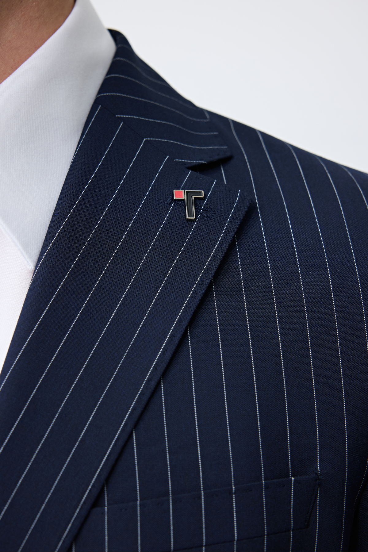 Slim Fit Lacivert Çizgili Takim Elbise — سرمه‌ای 6TF05KV09511M — تصویر 7 از 8