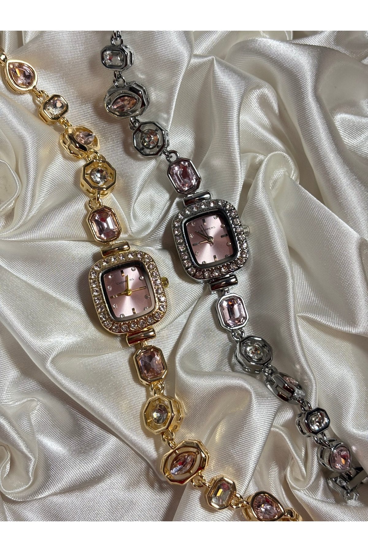 Mihristore Pembe Taşlı Pinterest Saat Kadın Kol Saati Bileklik Saat Gold Kadın Saat görsel 2