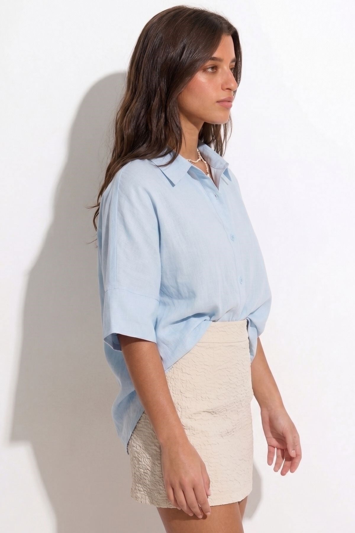 Shopping Shop Yarım Kol Oversize Gömlek MAVI görsel 3