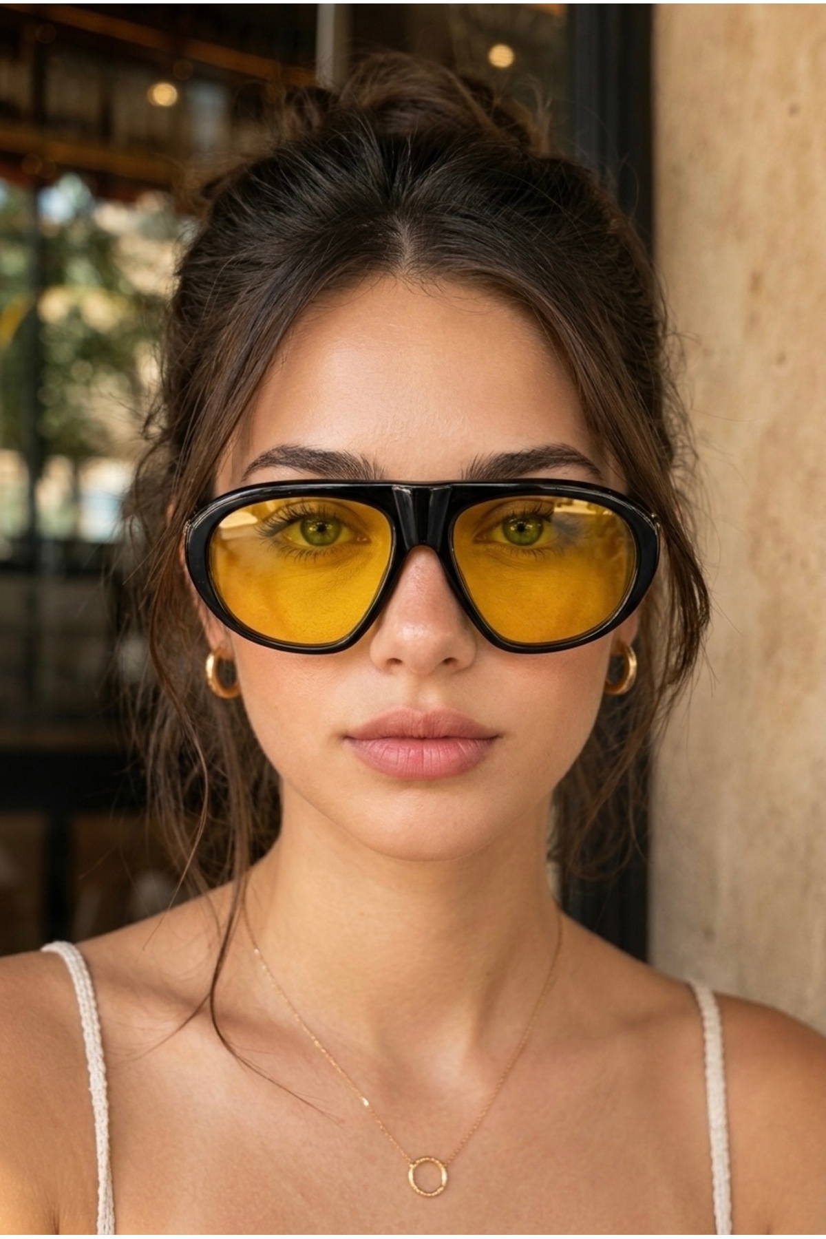 Eyesofia Pyrona Vintage Siyah Turuncu Unisex Ultra Hafif Uv400 Filtreli Güneş Gözlüğü görsel 3