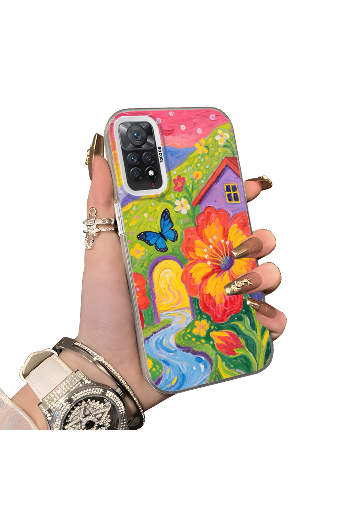 Redmi Note 11 Pro 5G Compatible Silicone Edge Hard Back Case Couple Phone Case Butterfly Pattern