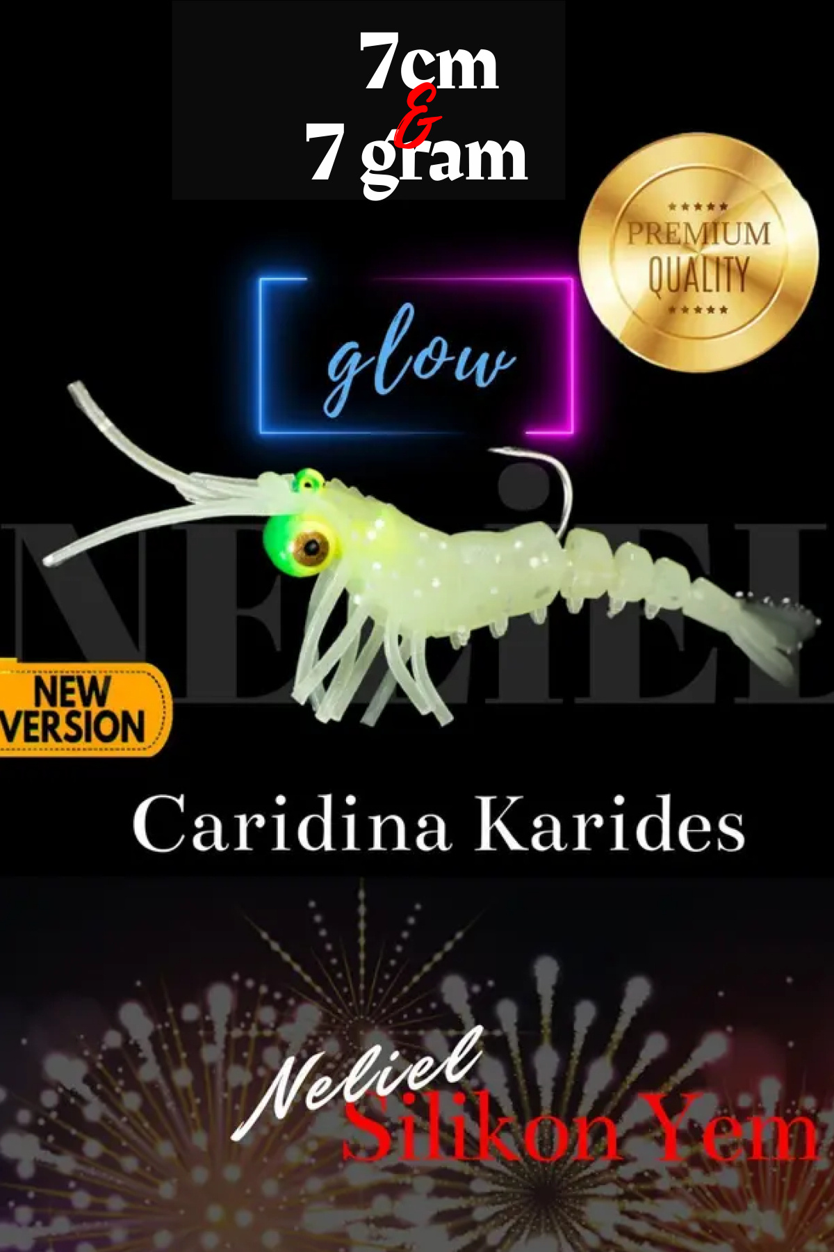 Caridina Shrimp 7cm 7gr Silicone Shrimp Glow-Phosphorus