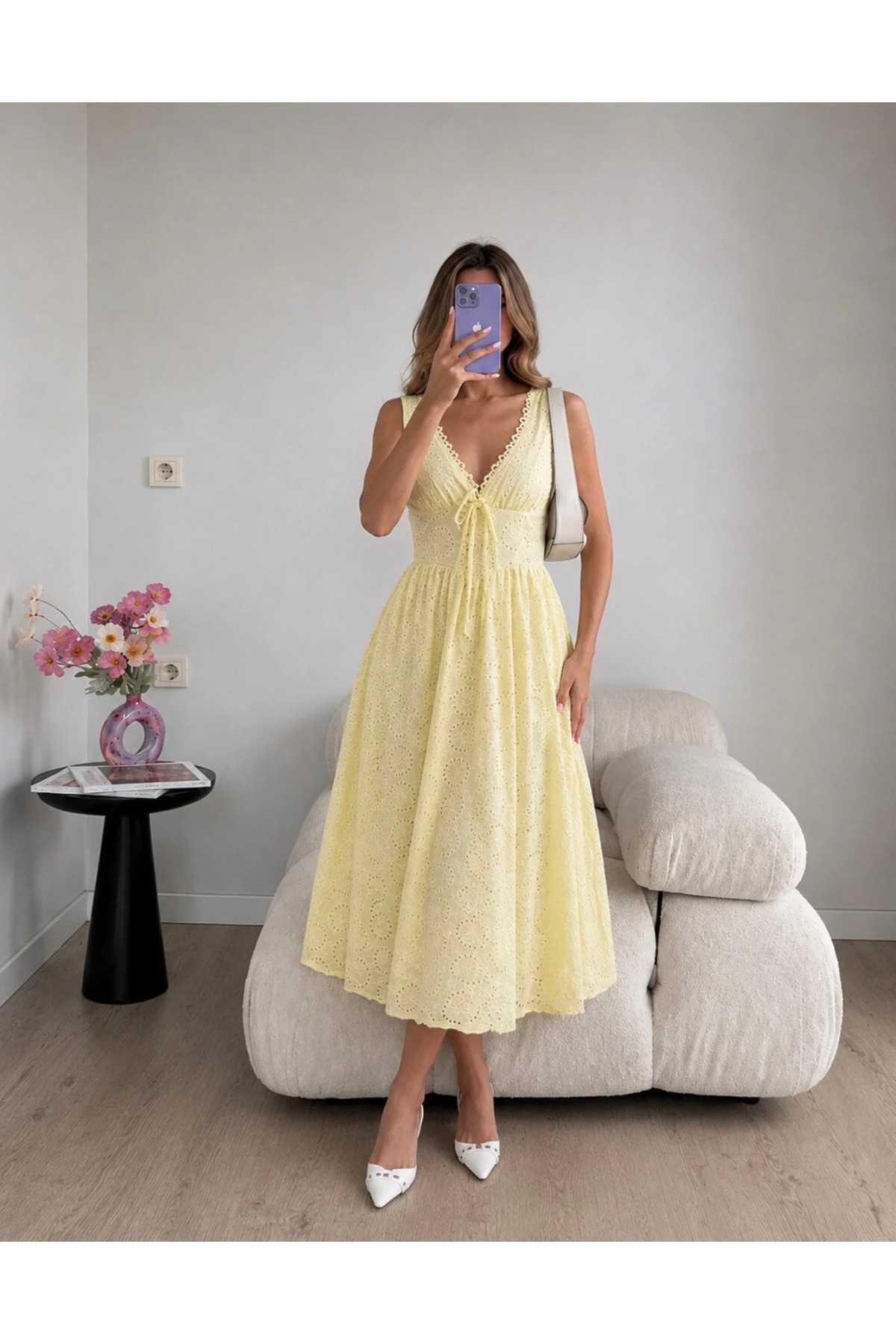 Ekim Store Scalloped Lace-Up Strappy Long Dress