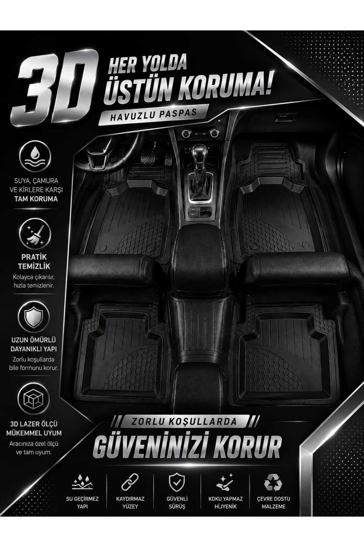MODxAUTO TÜM ARAÇLAR İLE UYUMLU UNİVERSAL HAVUZLU PASPAS 3D PREMİUM A+
