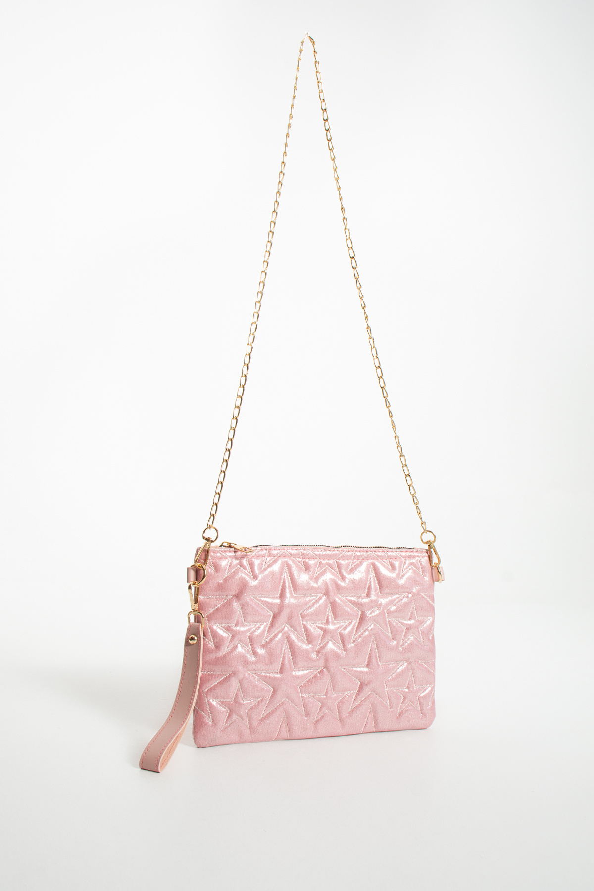 LUNABLU Yıldız Nakış İşlemeli Portföy Zincirli ve Bilek Askılı El Çantası Saten Astarlı Clutch Çanta görsel 3