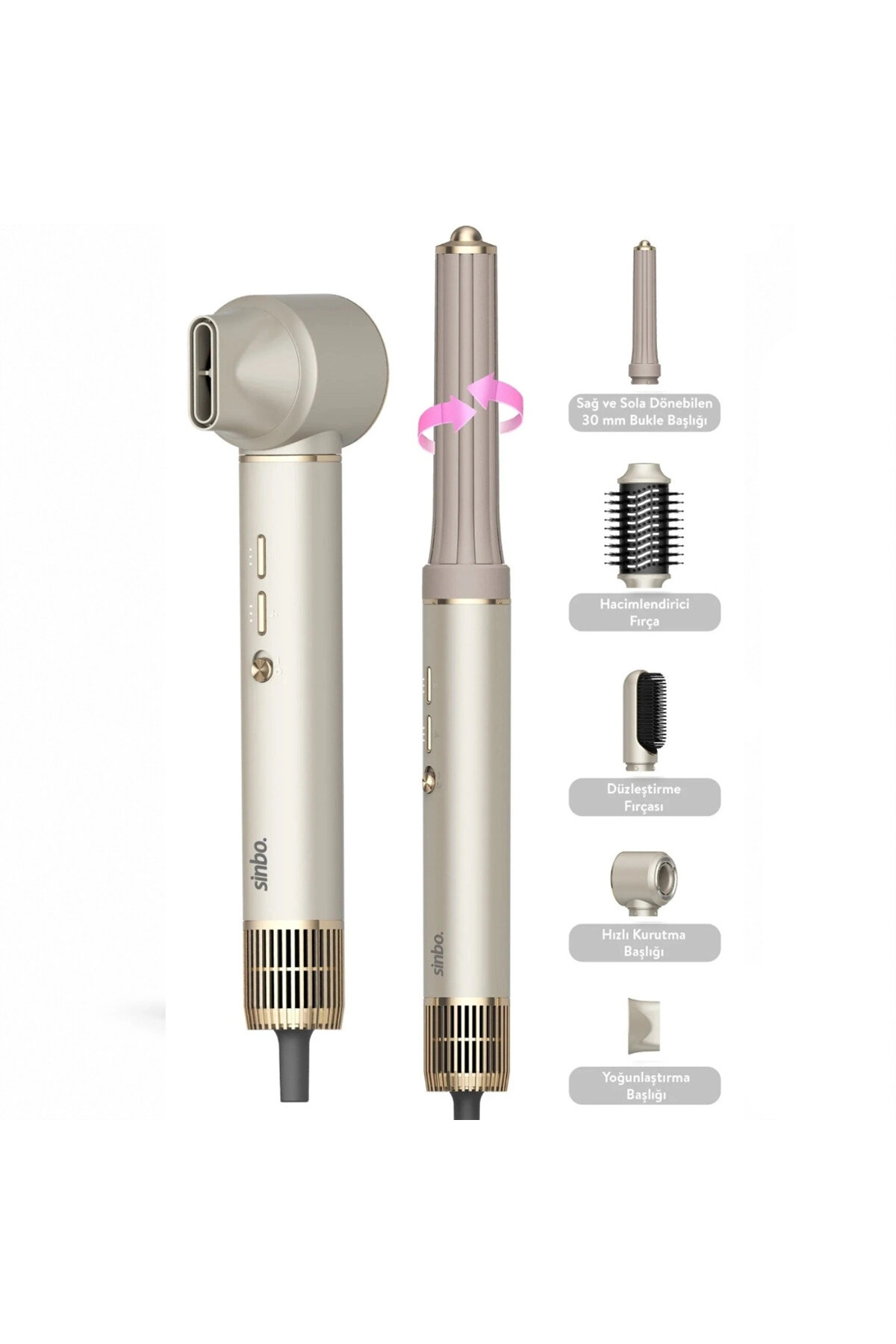 Livenda Sinbo Air Brush Saç Şekillendirme Cihazı - 5 Başlıklı - Rose Gold Renk — P13151S2884