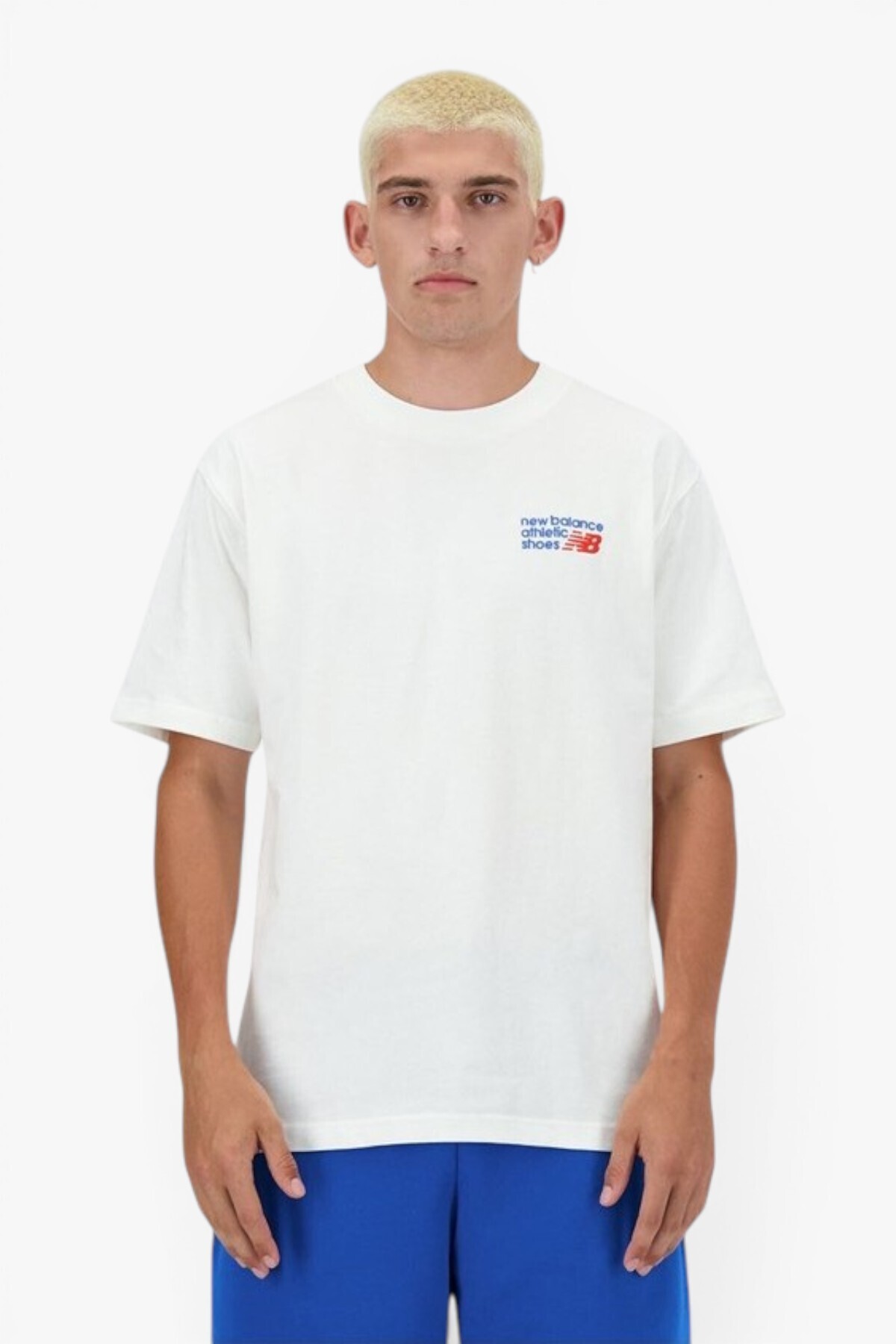 تی‌شرت مردانه سفید MNT3434 نیو بالانس تی شرت ورزشی New Balance