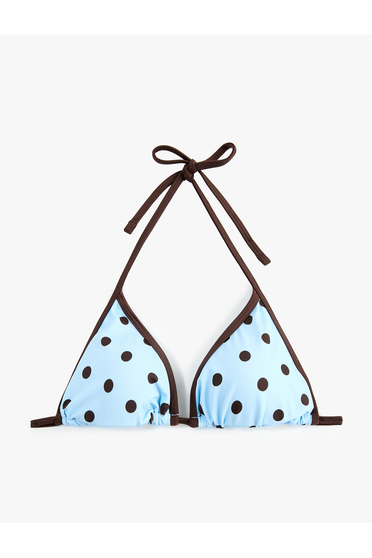 Kontrast Detaylı Biyeli Puantiyeli Üçgen Bikini Üstü