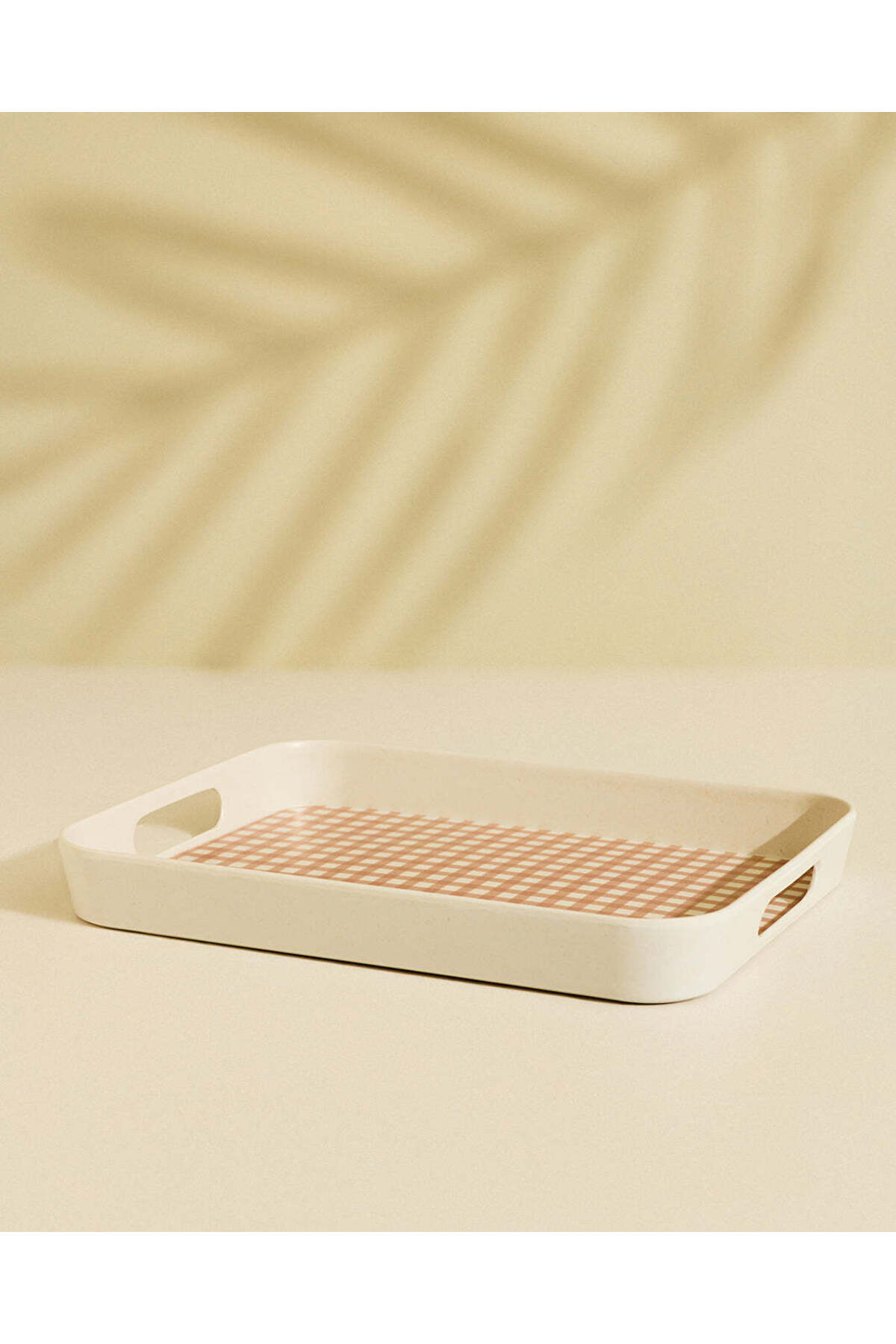 REDTAG Ivory And Pink Bamboo Rectangle Tray