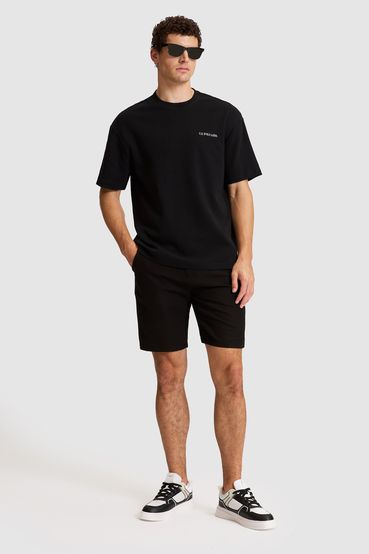 U.S. Polo Assn. Erkek Siyah Comfort Fit Bisiklet Yaka Tişört 50326950-VR046 görsel 4