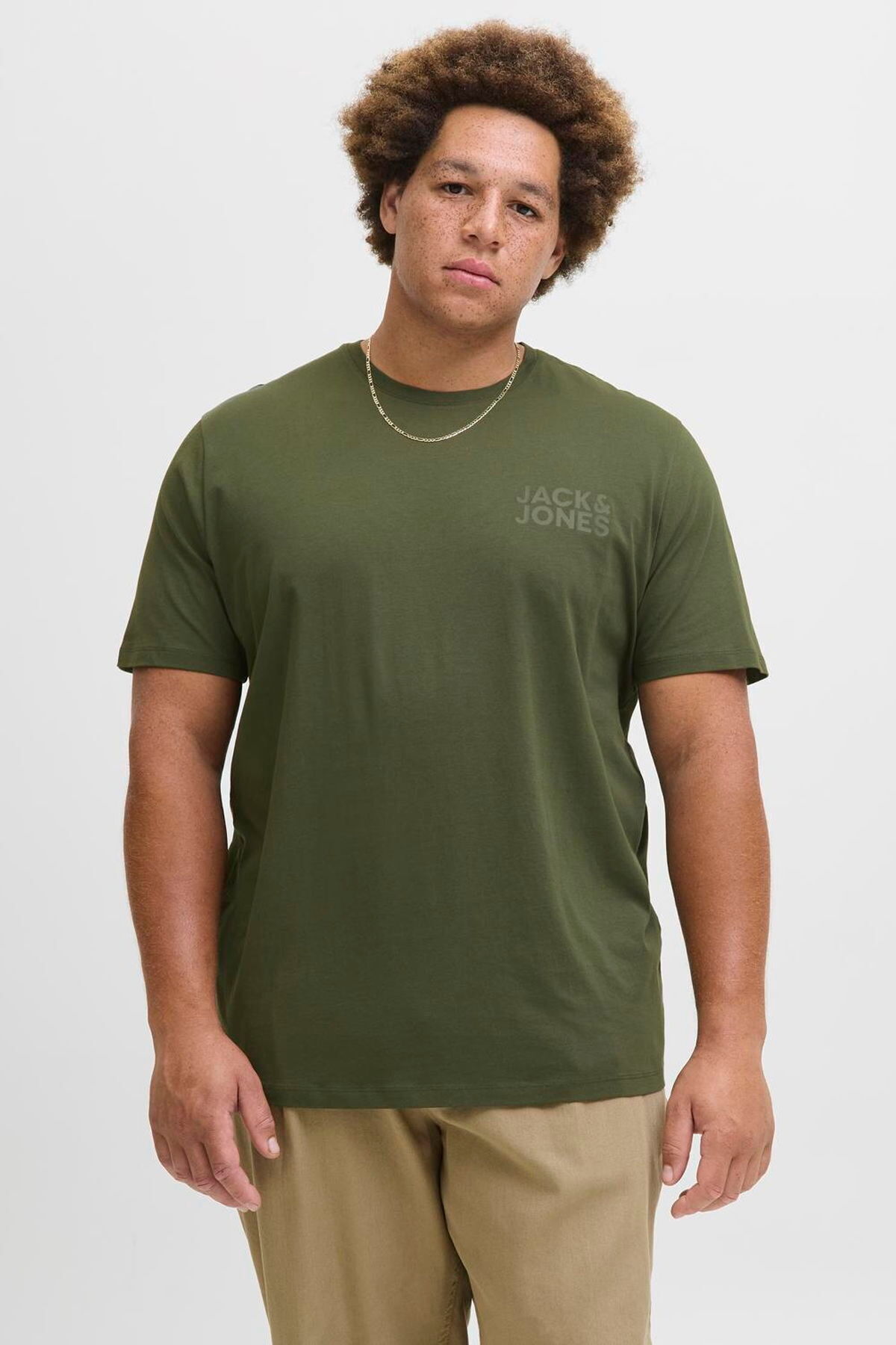 تی شرت یقه گرد طرح لوگو سایز بزرگ - Corp جک اند جونز تی شرت بزرگ سایز Jack & Jones