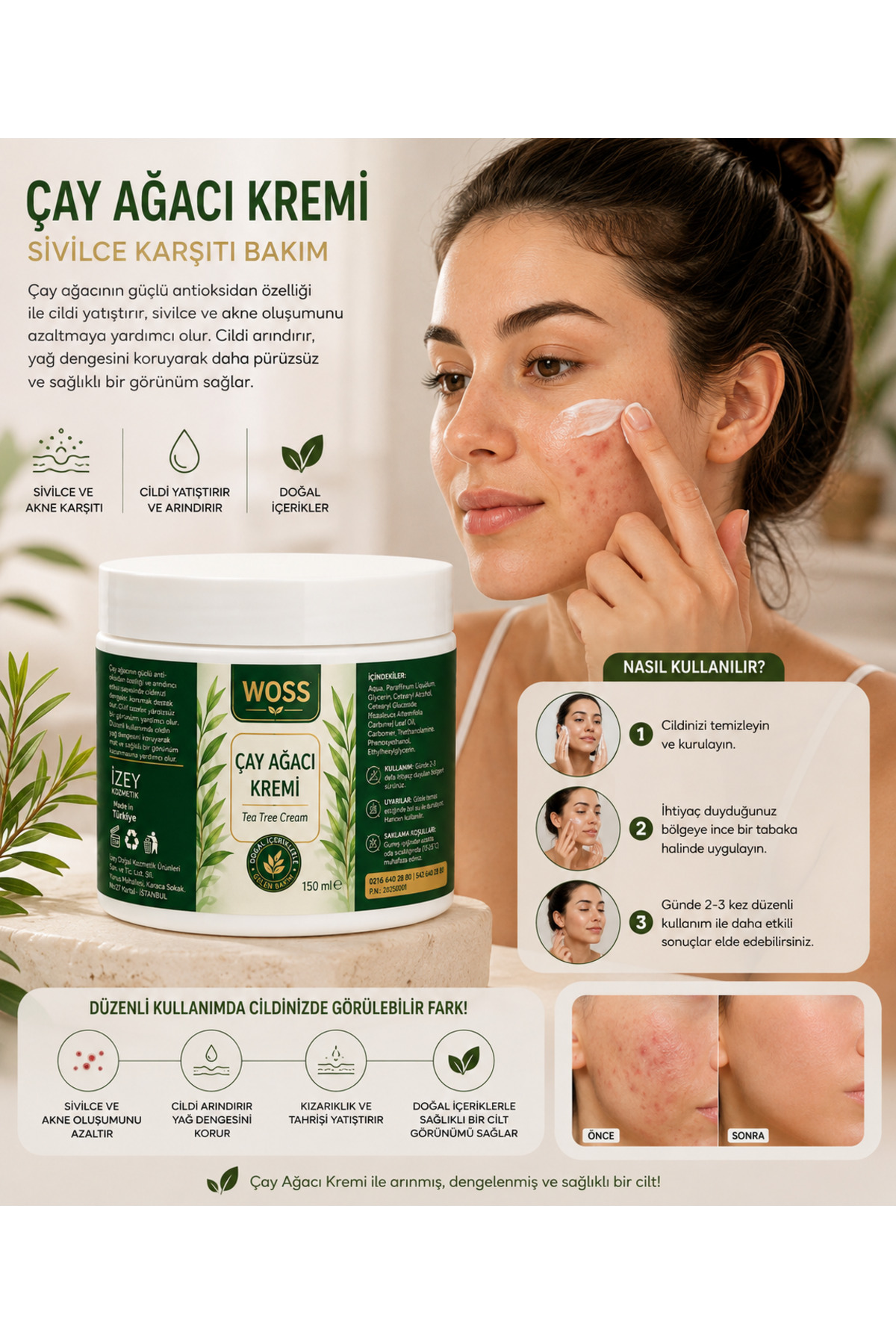 ÇAY AĞACI YAĞLI CİLT BAKIM KREMİ 150 ML — WÇK1010 — تصویر 2 از 3