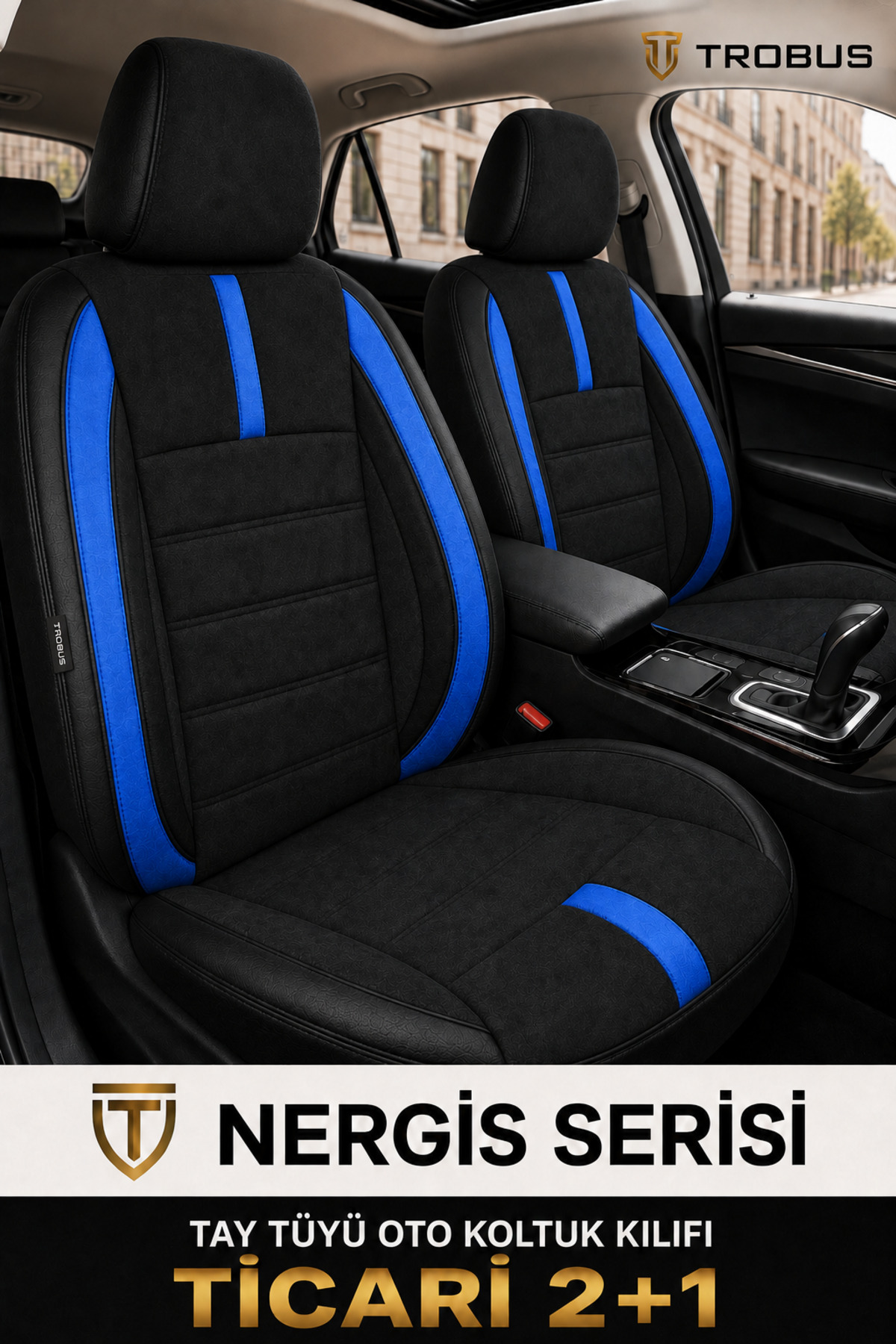 Ford Mondeo 2001-2007 Uyumlu - Tay Tüyü Orta + Lacost Kenar, 8 mm Süngerli Oto Koltuk Kılıfı (2 cm Yan Destek)