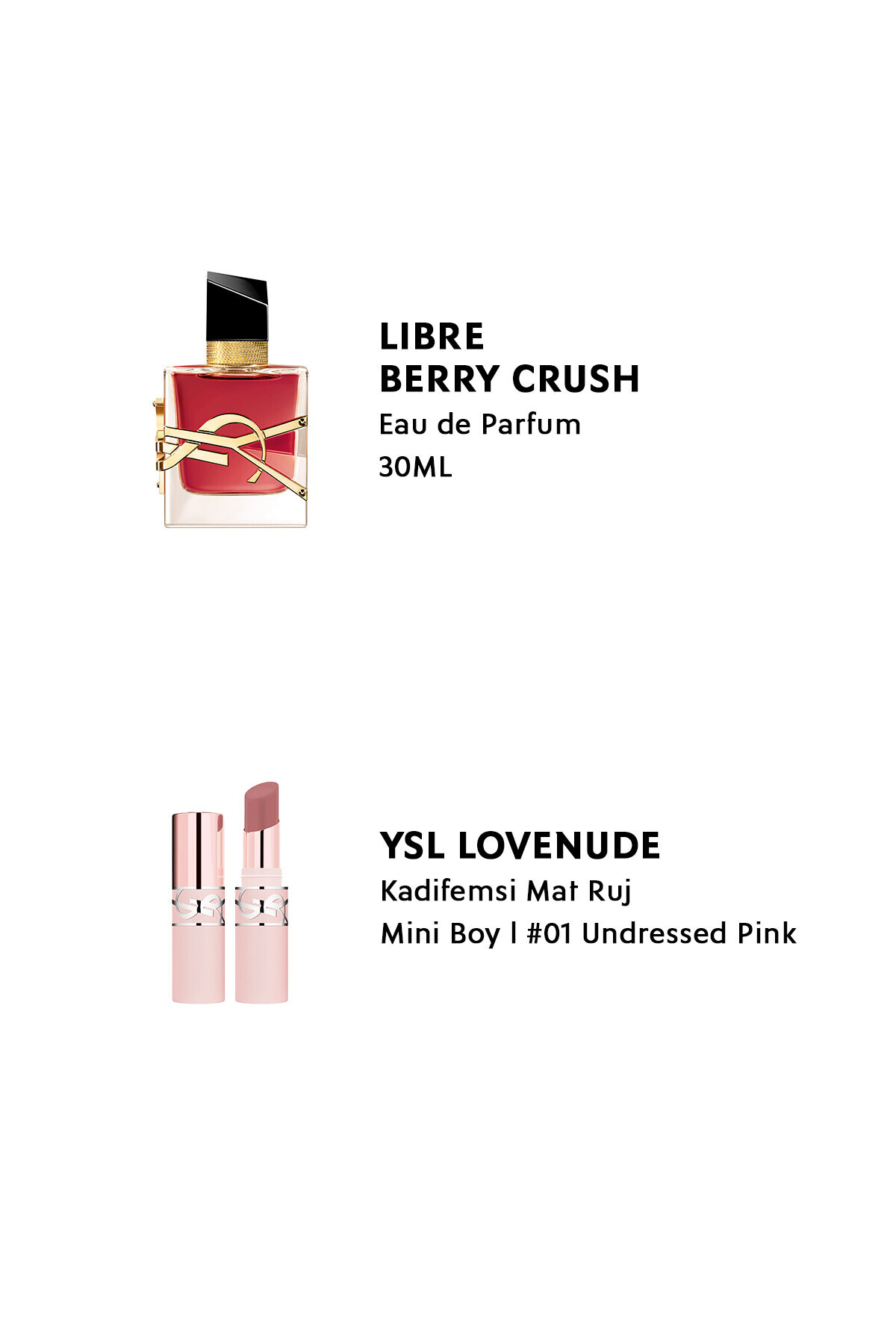 ست عطر Libre Berry Crush EDP 30ML و رژ لب مایع Lovenude