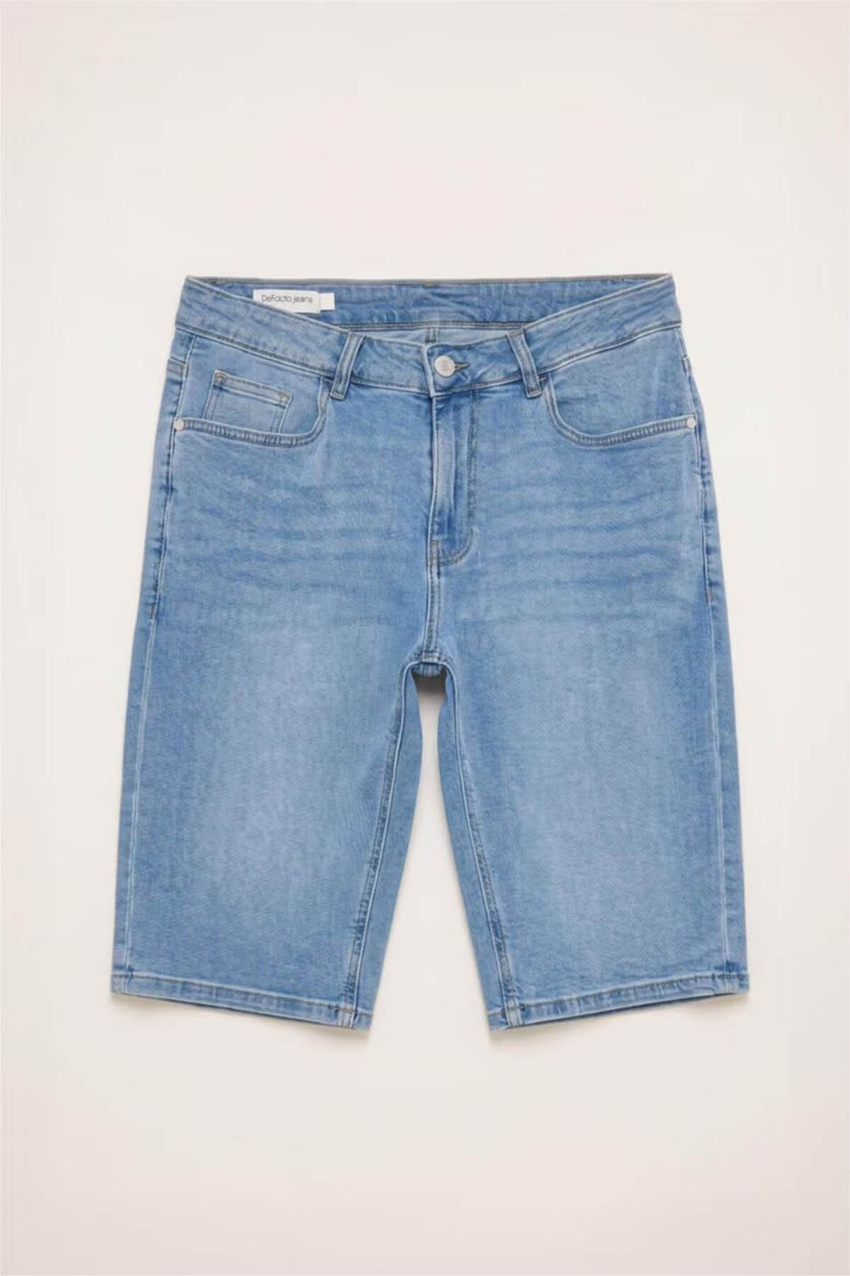 DeFacto Regular Fit Mavi Pamuklu Jean Bermuda Şort G8666AX26SM görsel 2