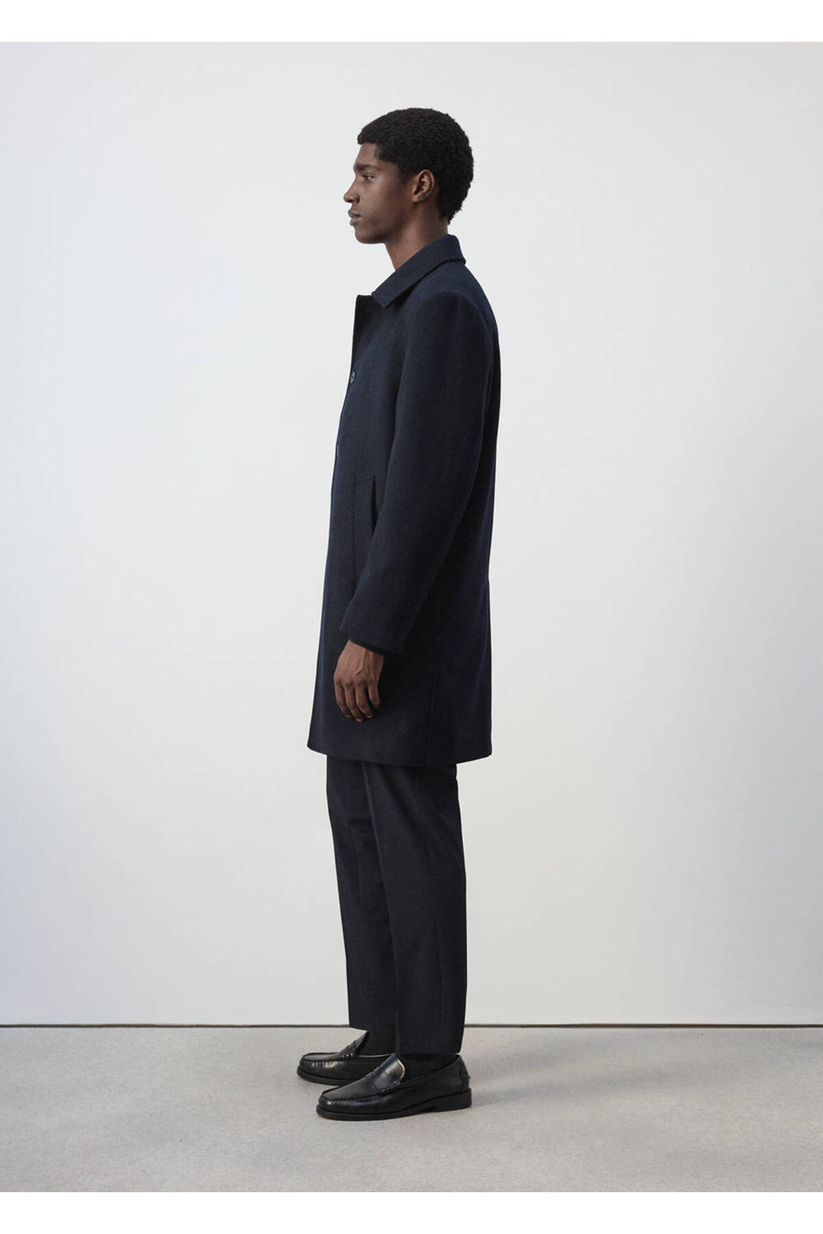 Wool coat with shirt collar — سرمه‌ای 37067882 — تصویر 7 از 8