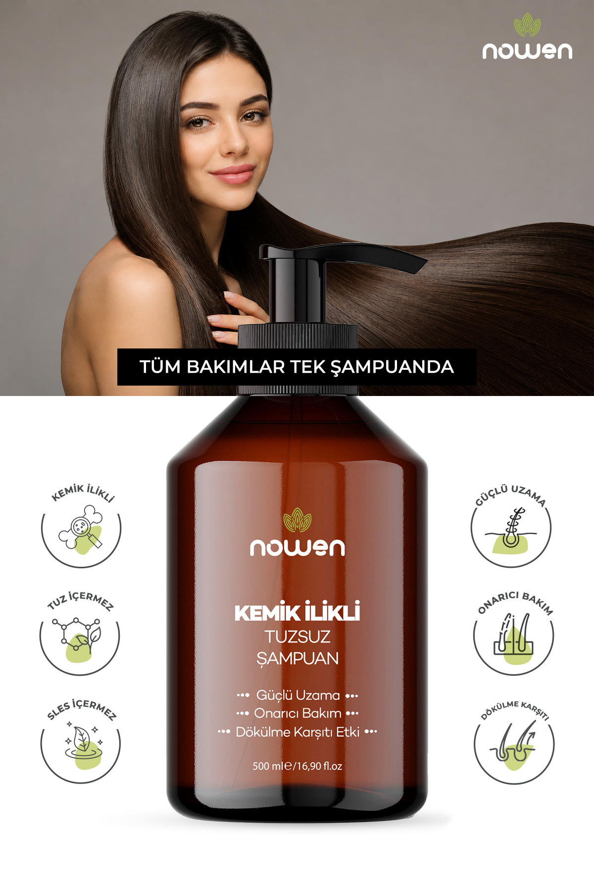 Kemik İlikli Tuzsuz Saç Şampuanı - 500 ml — modelkodu0001 — تصویر 5 از 5