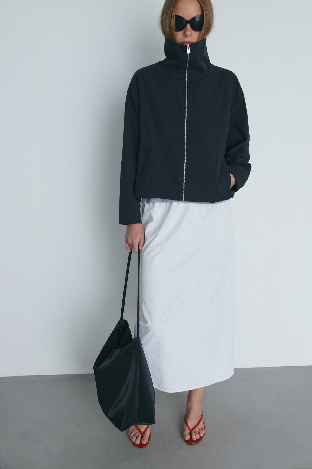 Suud Collection Lacivert Nora Fermuarlı Gabardin Ceket görsel 6