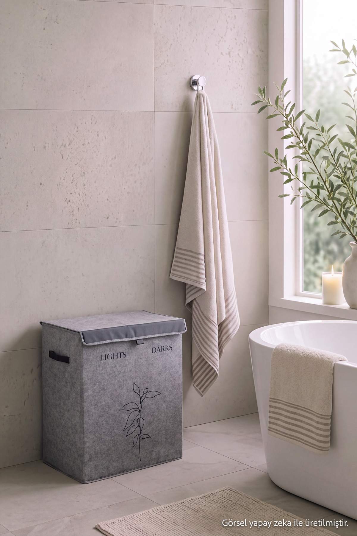 Trendyol Home 2-Compartment Laundry Basket with Lid Tphaw27St00002