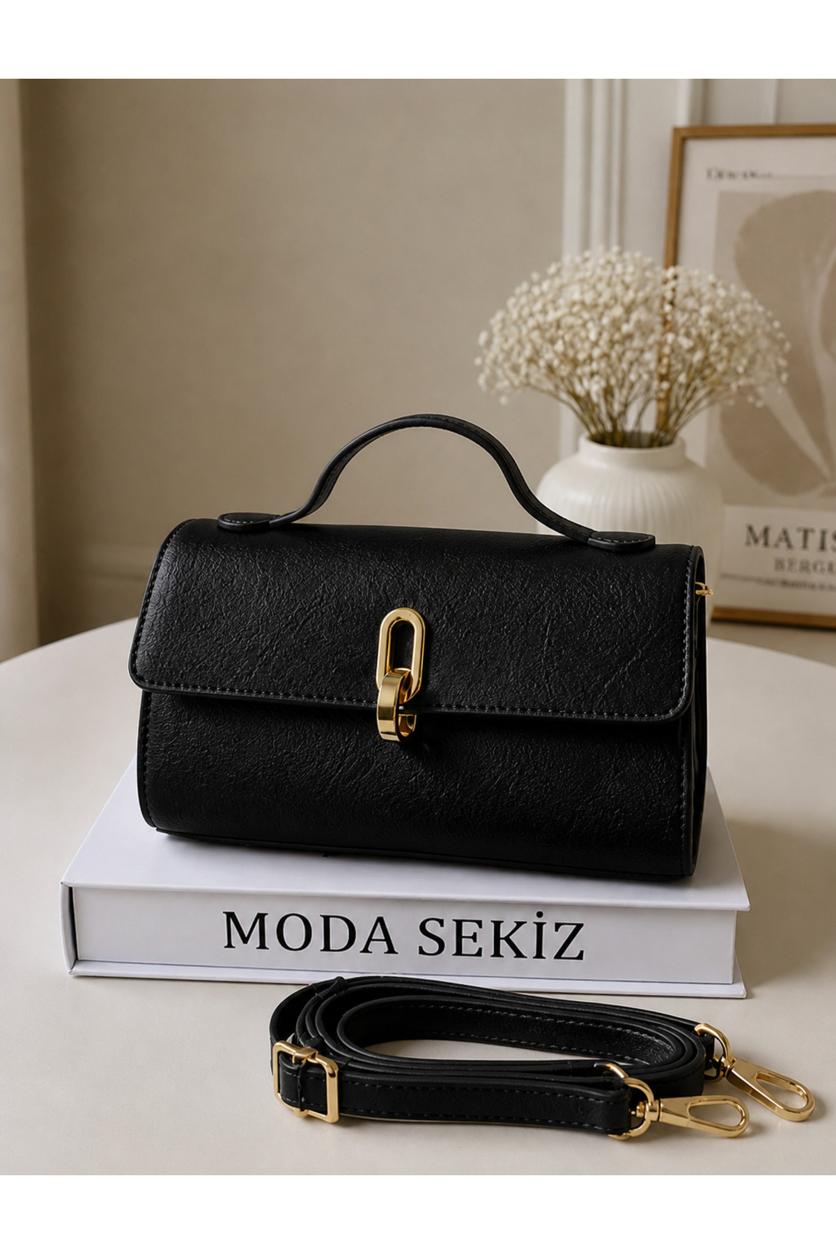 Women's Spring Faux Leather Lock Model Crossbody Handbag and Shoulder Bag