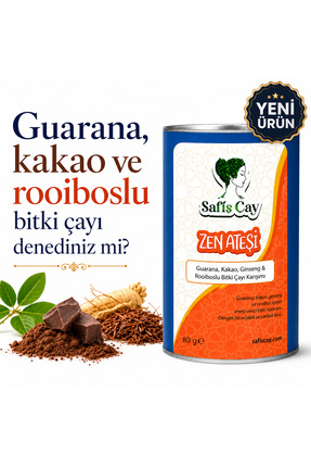 Safiş Çay Zen Ateşi 80 gr | Guarana, Kakao & Ginsengli Bitki Çayı | Enerjik İçim