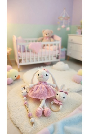 Damla Amigurumi uzun kulak tavsan 3lu set