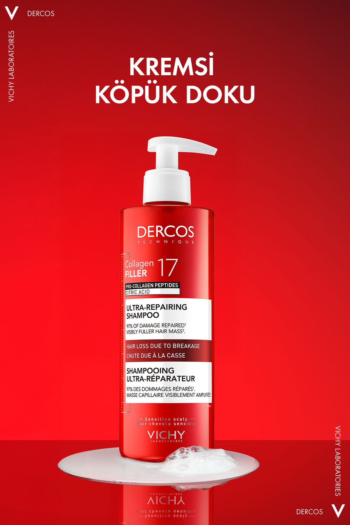 Dercos Collagen 17 Filler Tüm Saç Tiplerine Uygun Koparak Dökülme Karşıtı Saç Bakım Şampuanı 400 ml — 3337875921039 — تصویر 7 از 9