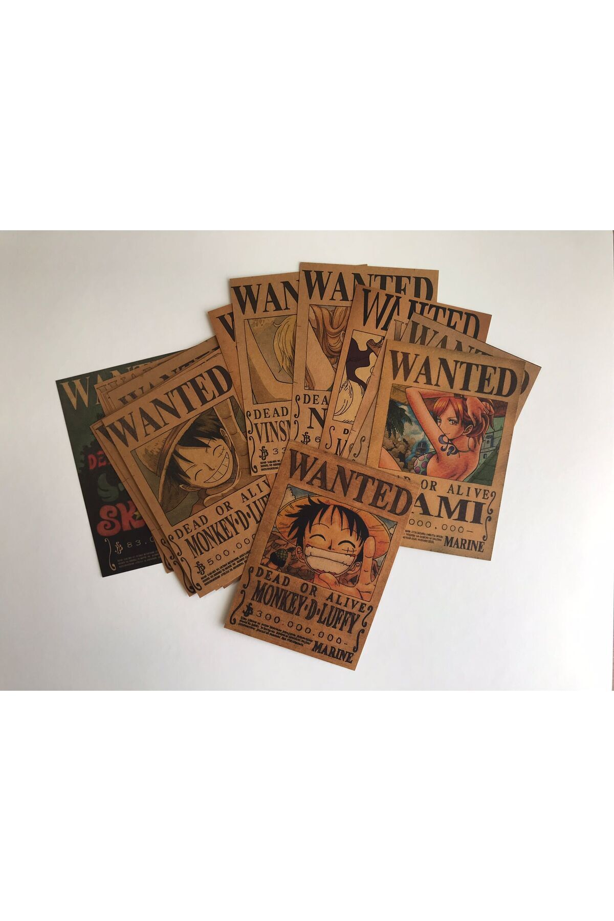 Pridas One Piece Wanted Poster Seti Anime Bütün Tayfa 20'li Kraft