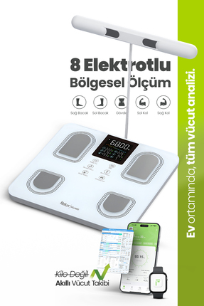 Relux RBS6000 8 Elektrotlu Akıllı Tartı - Segmental Vücut Analizi, Multi-BIA,...