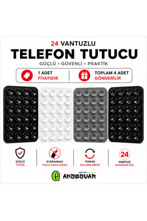 Q Aksesuar Vakumlu Slikon Vantuz Telefon Tutucu, Cep Telefonu İçin Yapışkanlı...