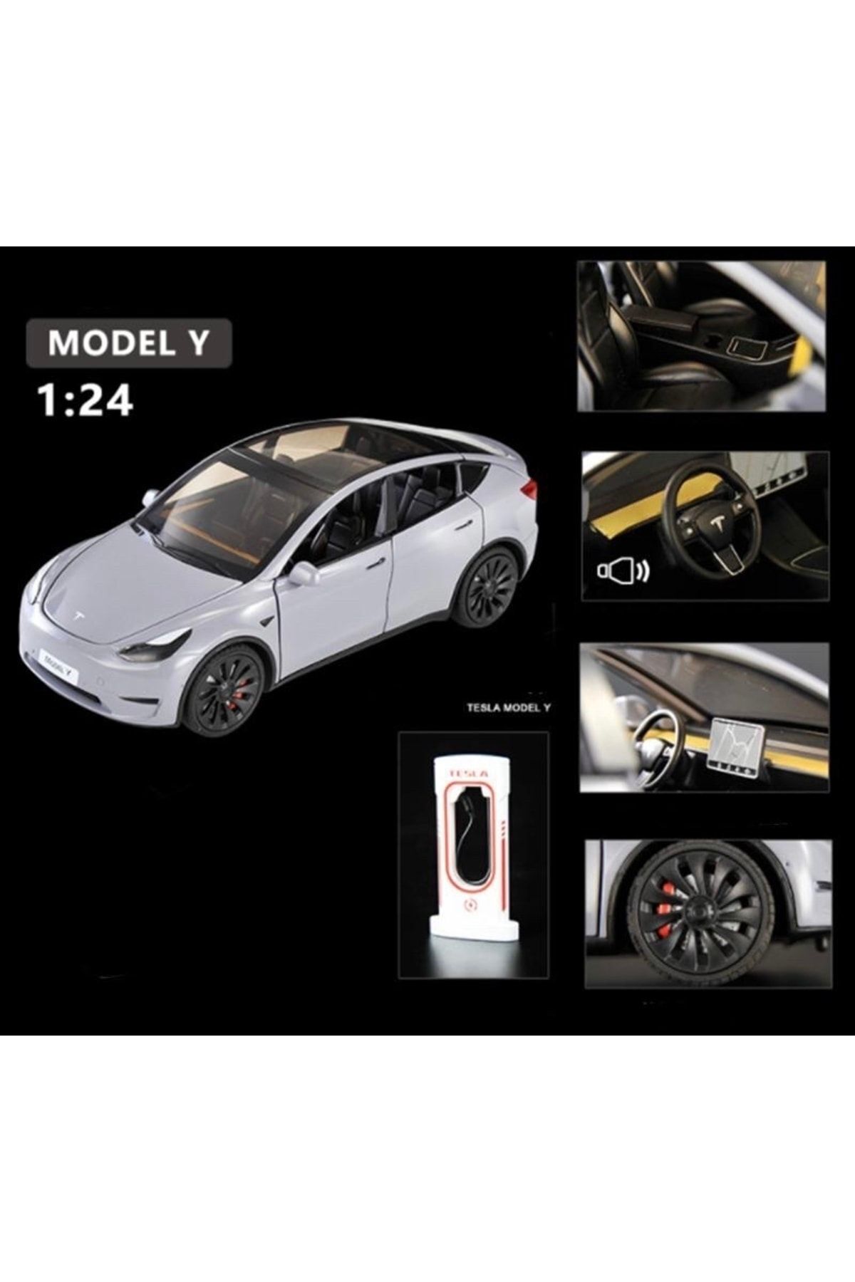 CarStore Tesla Model Y 1:24 Silver Gri Maket Araba - Fiyatı, Yorumları