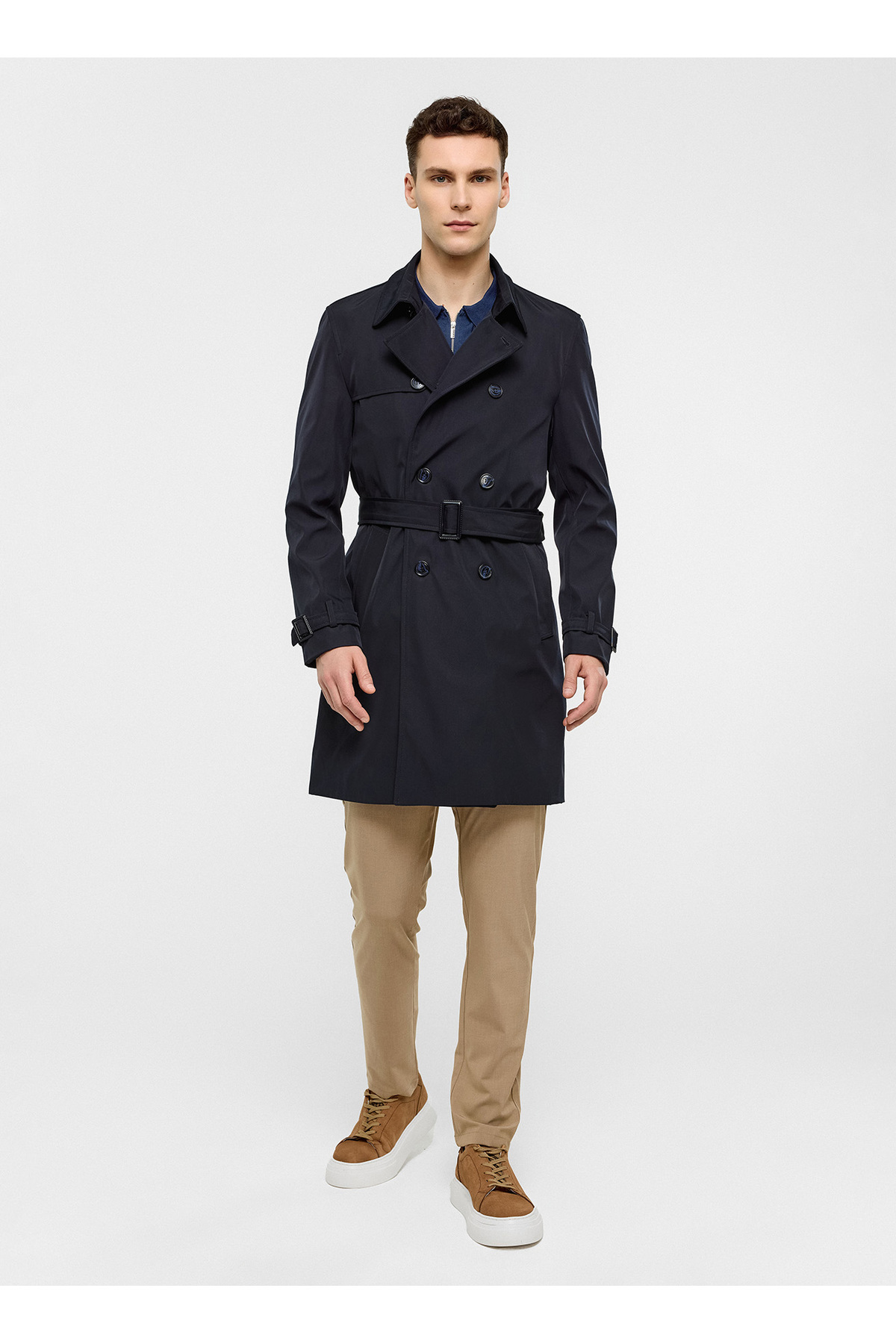 Back And Bond Lacivert Regular Fit Trençkot görsel 8