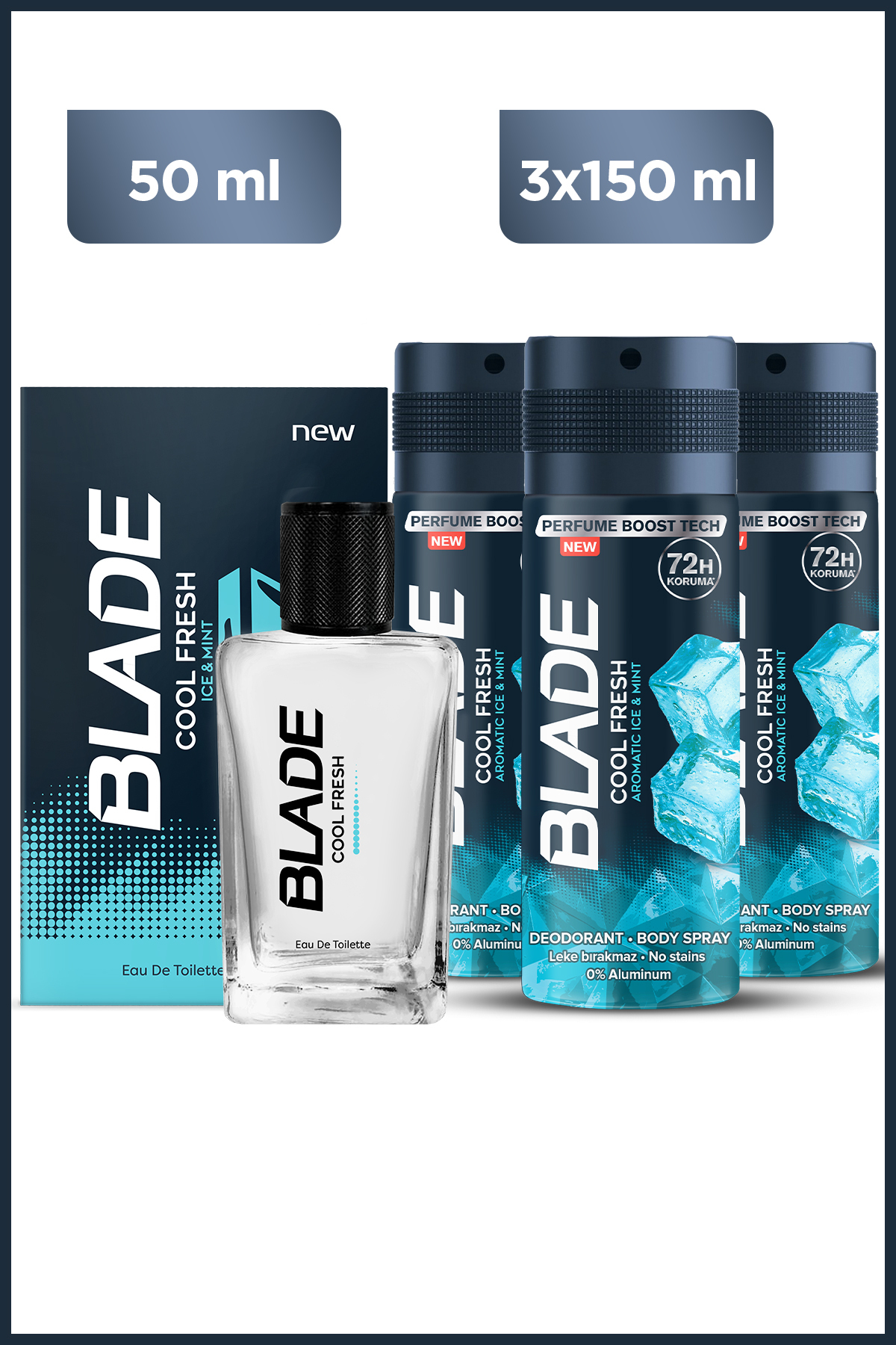 Blade عطر مردانه کول فرش ادوتویلت ۷۰ میلیلیتری به همراه دئودورانت ۳ عددی ۱۵۰ میلیلیتری — 514306-3DEO