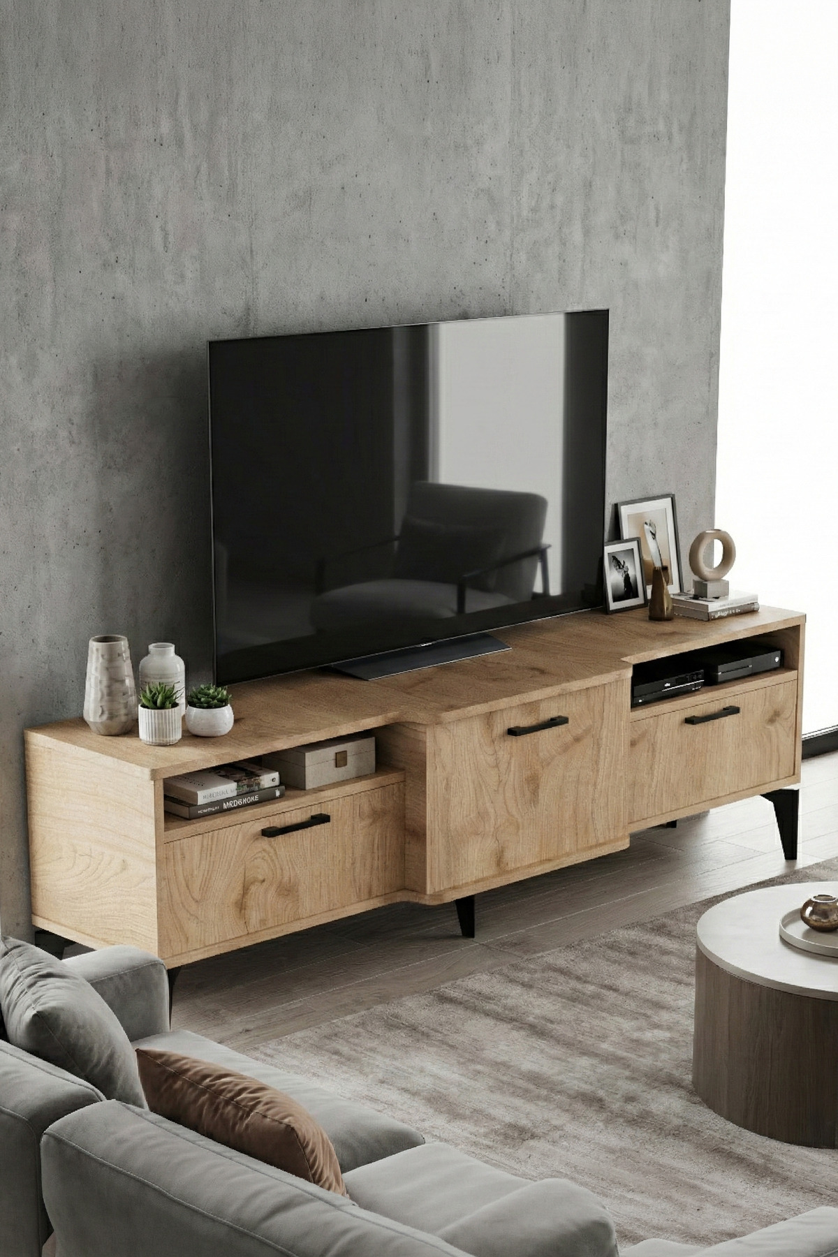 Goldfalez Mistral TV Sehpası Suntalam Bej 160x40 cm görsel 4