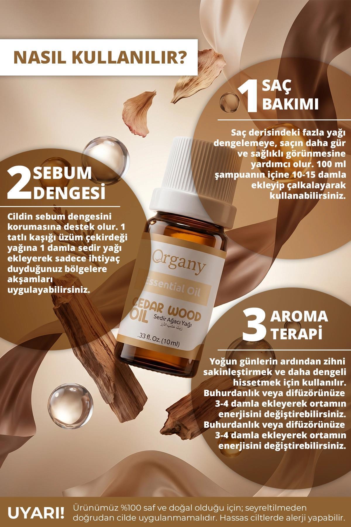 Kepeği Önleyici Sedir Ağacı Yağı %100 Doğal Saç Derisi Bakım Yağı Cedarwood Essential Oil 10 ml — OGEY10SEO — تصویر 3 از 5
