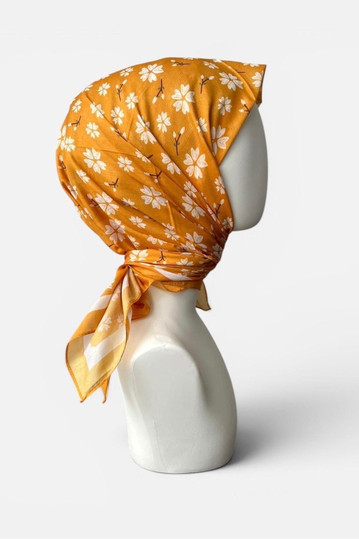 Cherry Blossom Patterned Mustard Soft Scarf
