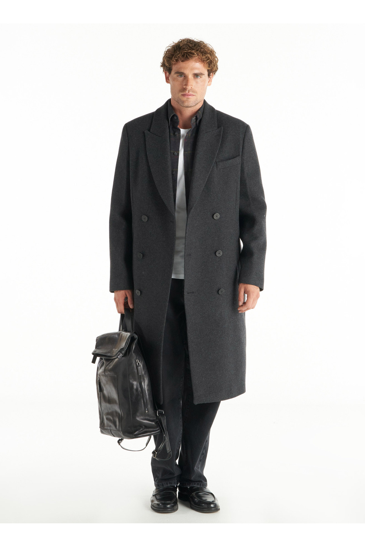 Ted Baker DIAGONAL DOKULU OVERSIZE KRUVAZE PALTO görsel 6