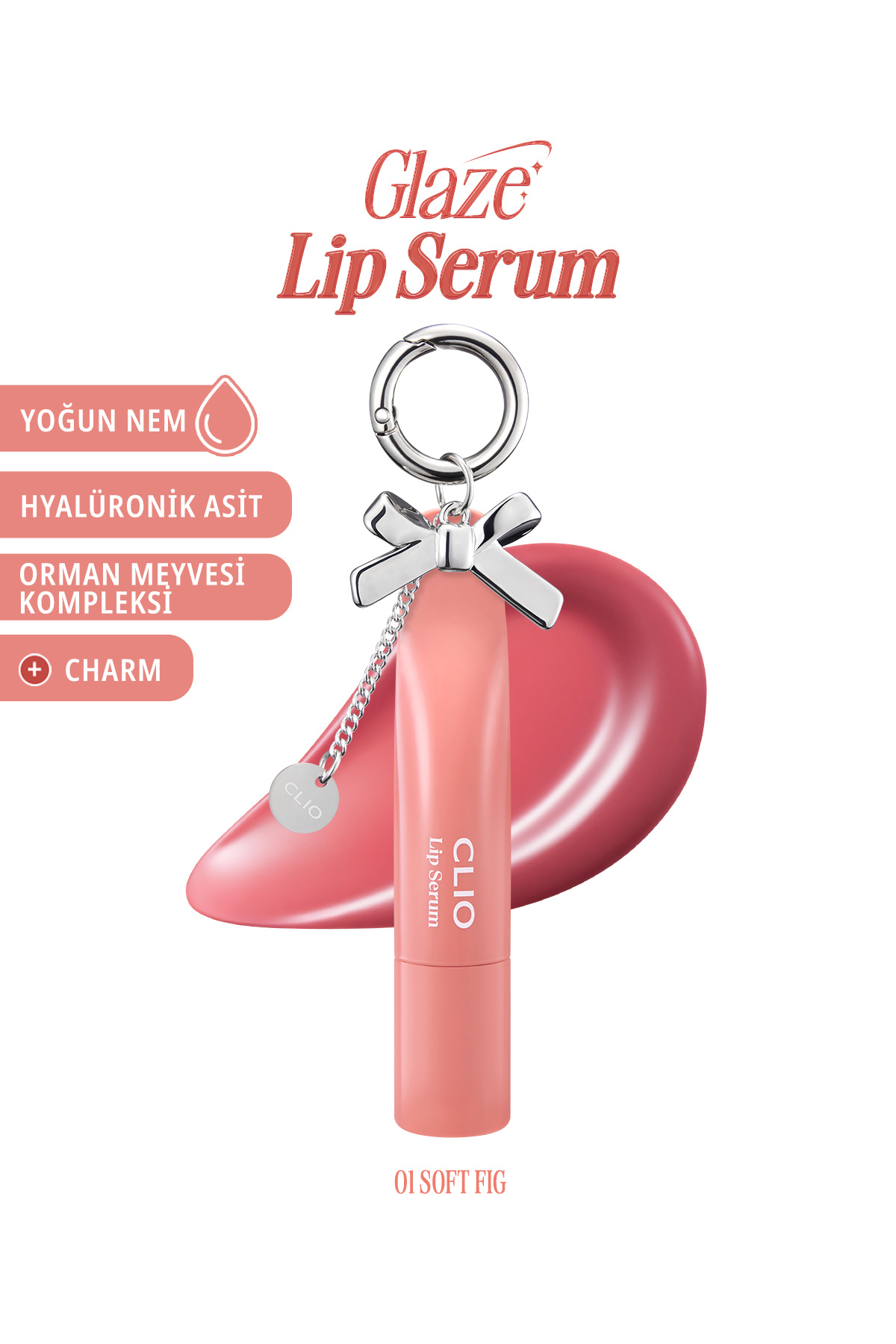 CLIO Dolgun Görünüm Kazandıran, Parlak, Besleyici, Renkli Dudak Serumu Glaze Lip Serum 01 Soft Fig - Fiyatı, Yorumları