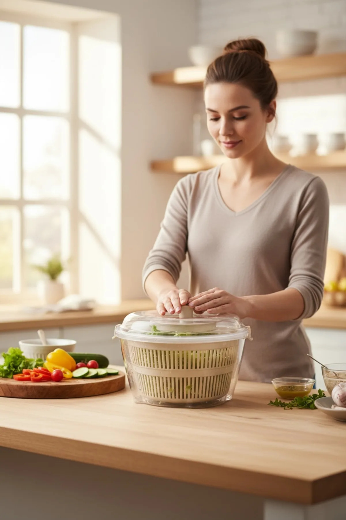 Vega Salata Kurutucu Kahve – Bölmeli Taşınabilir Lunch Box, Sızdırmaz Kapaklı